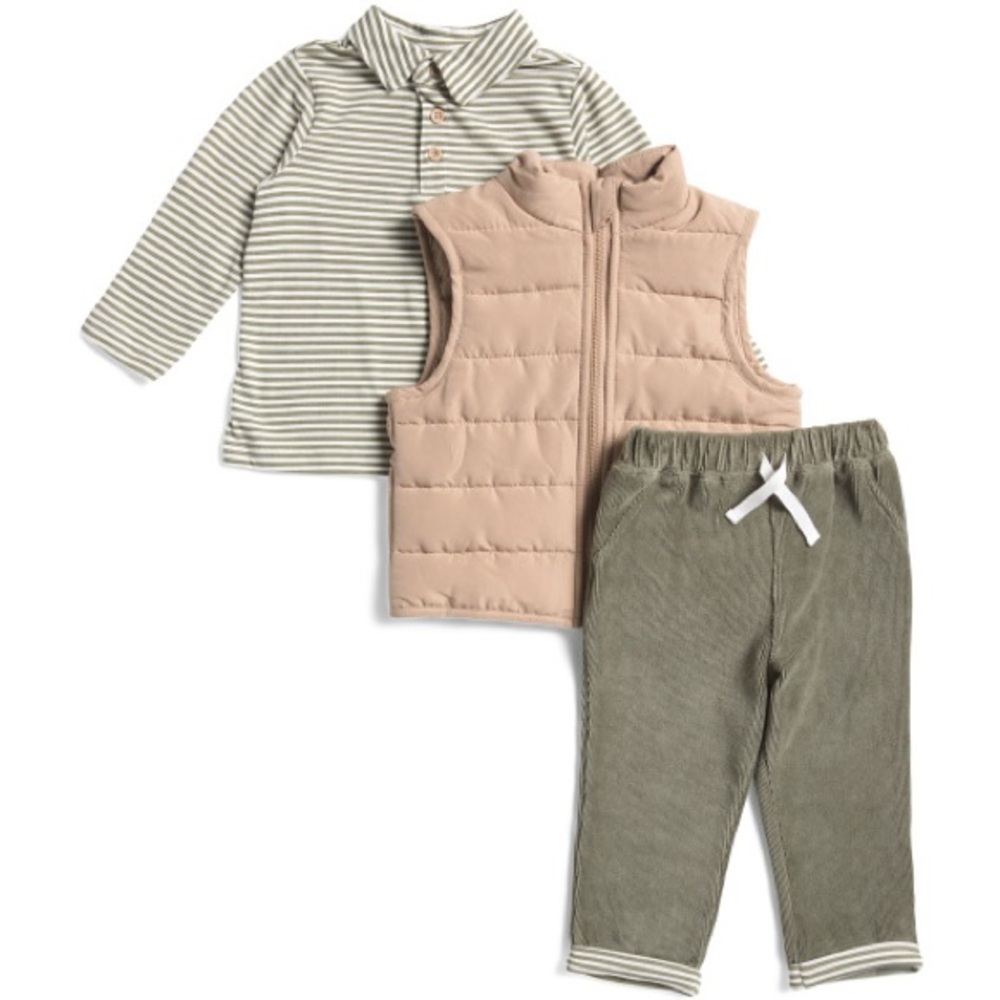 NWT PETIT LEM MINI THREADS Infant Boys 3pc Puffer Vest Set